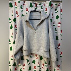 Old Navy Heather Gray Quarter-Zip Sweatshirt